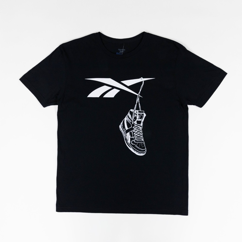 Reebok Men Practice Logo Sneaker Graphic T-Shirt Black Size L