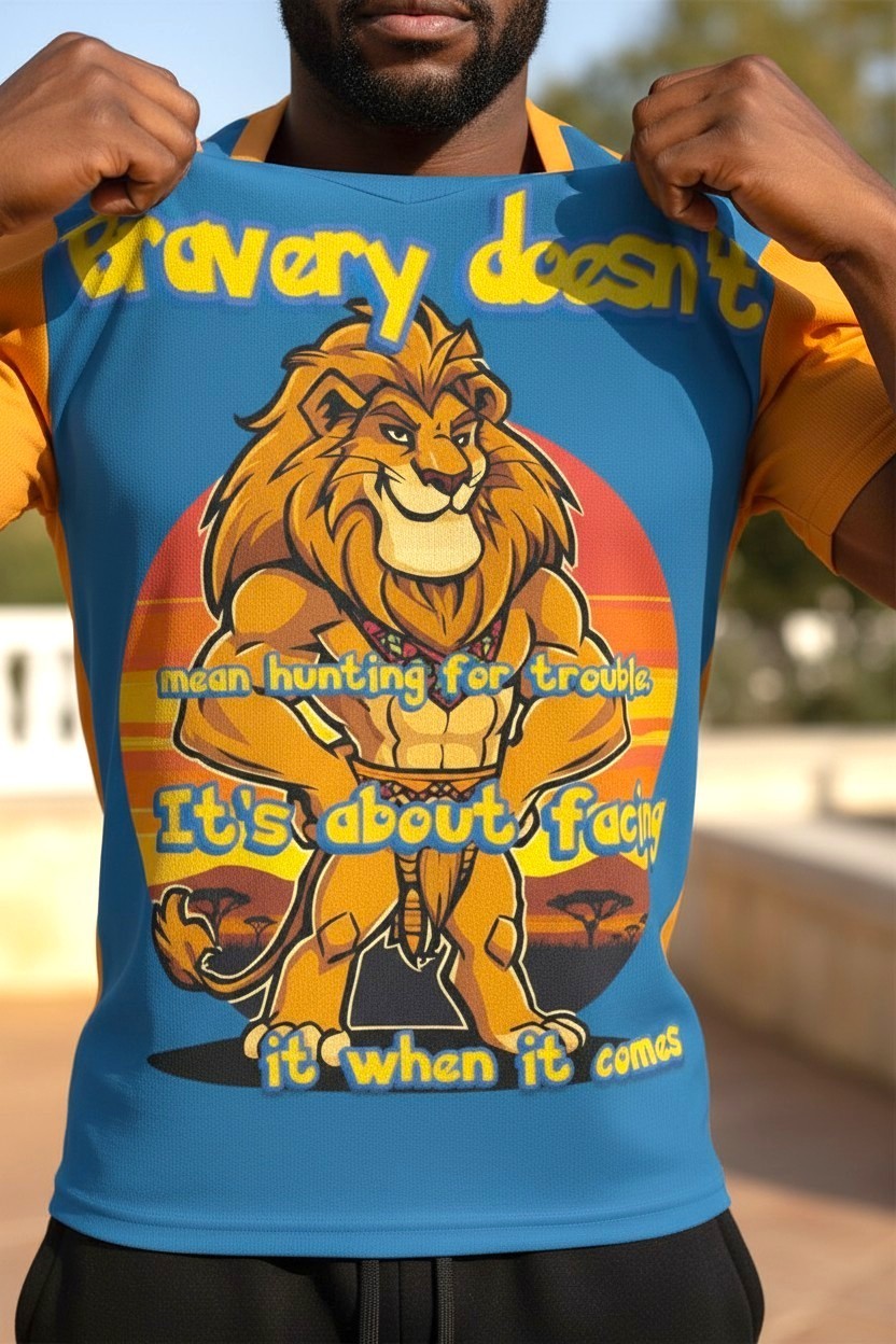 Lion Gamer Shirt | Bravery Quote Tee | Cartoon Graphic T-Shirt | Animal clothing gallery