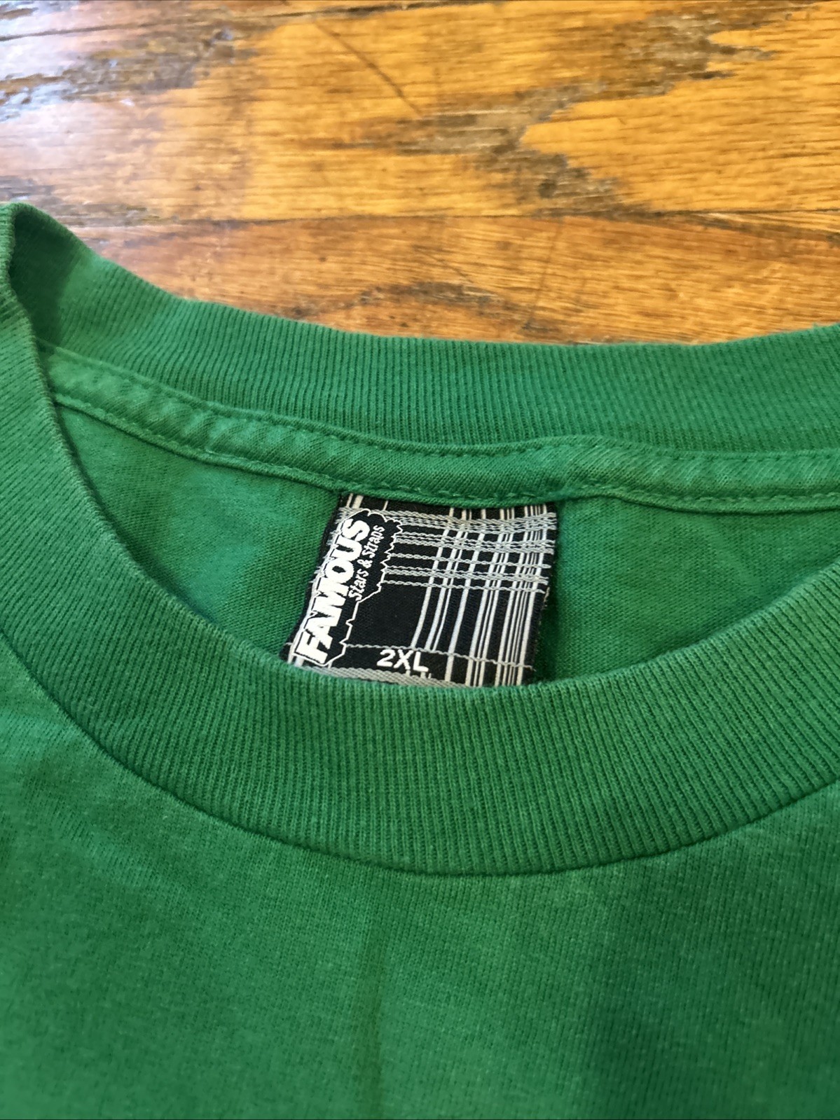 Vintage Famous Stars And Straps T-Shirt Green Big Faded Logo Y2K XXL 2XL gallery