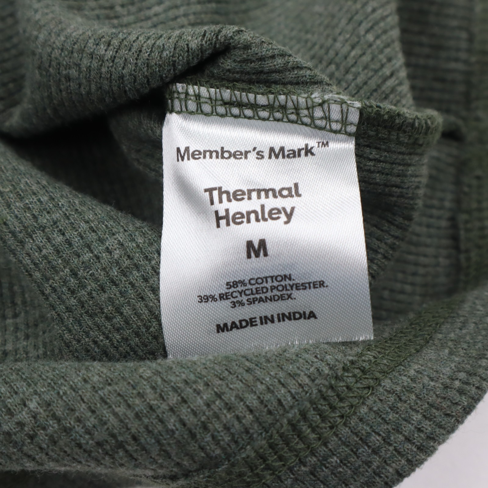 Members Mark Thermal Henley Shirt Mens Medium Green Pullover Dexter gallery