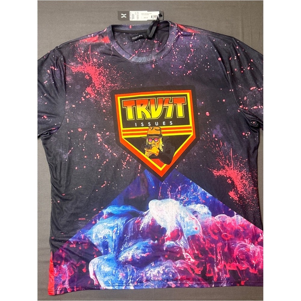 Hudson Trust Issues Galaxy Graphic Tee – Black with Red & Blue Splash