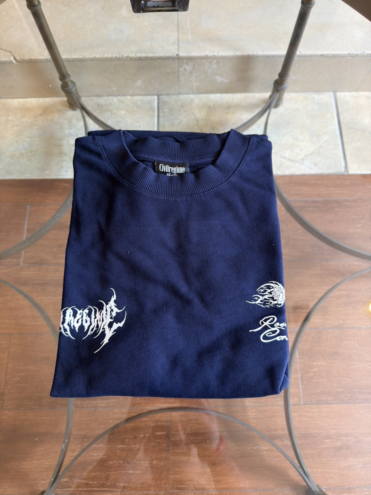 Size L - Civil Regime Roses From Concrete Skull Oversized T-Shirt gallery