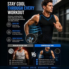 Maynox Men’s Compression Slimming Body Shaper Tank Top Breathable Gym Baselayer