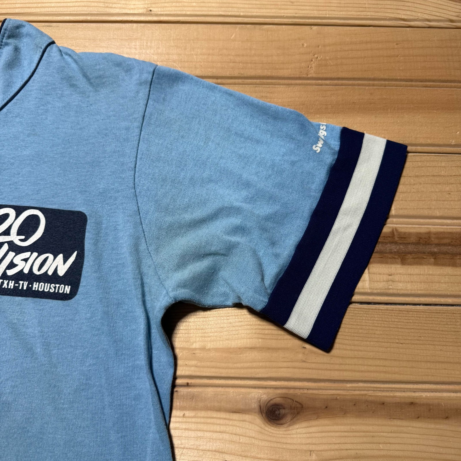 Vintage 80s 20 Vision KTXH-TV Houston Baseball Jersey Shirt USA Made Size Large gallery