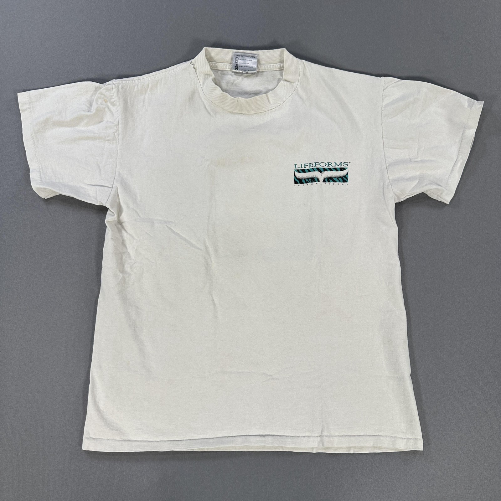 Vintage Oneita Lifeforms Tree Frog Shirt Mens Medium White Rainforest 1990s