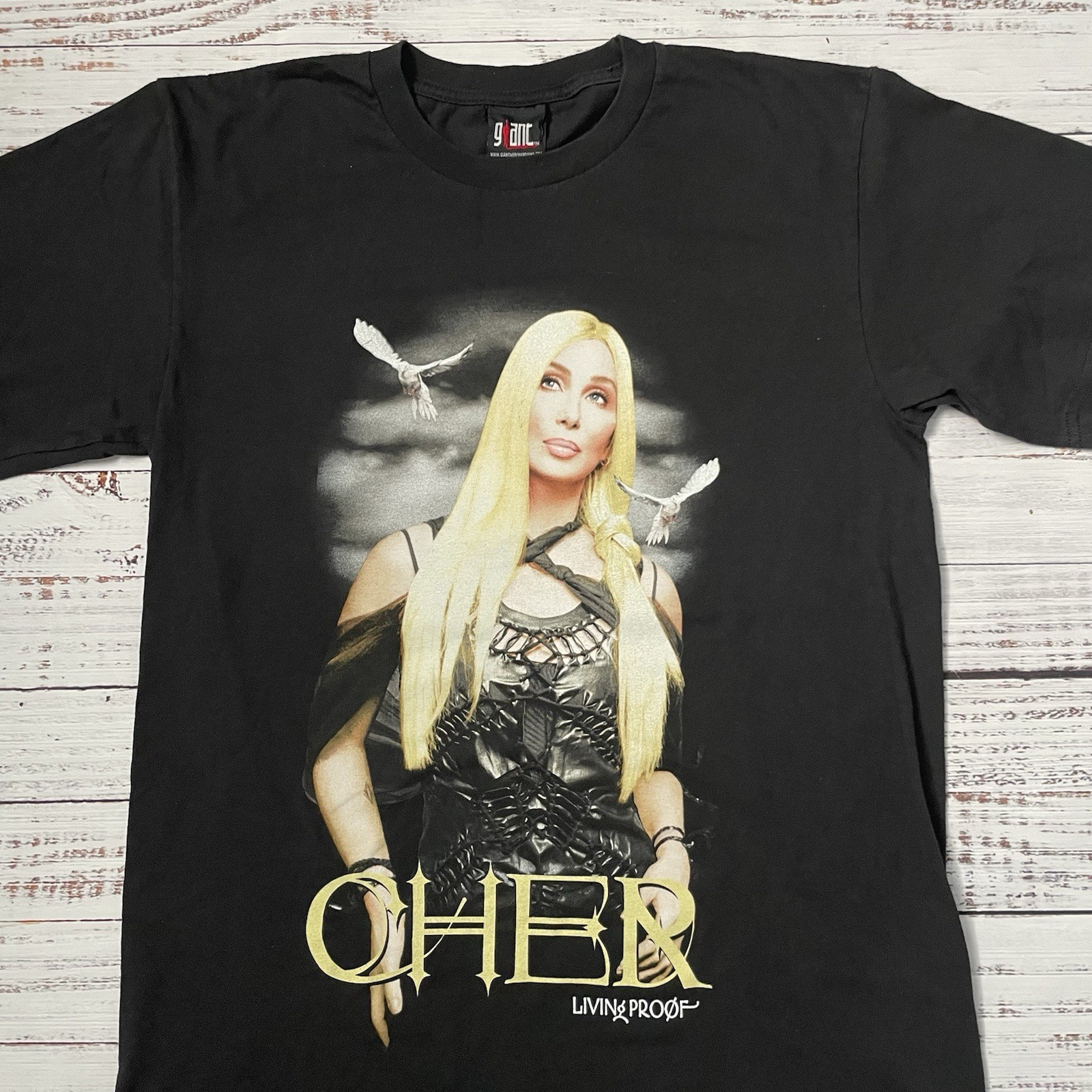 Vintage Cher “Living Proof” Farewell Tour 2002 Black Tee Adult Size Large Shirt gallery