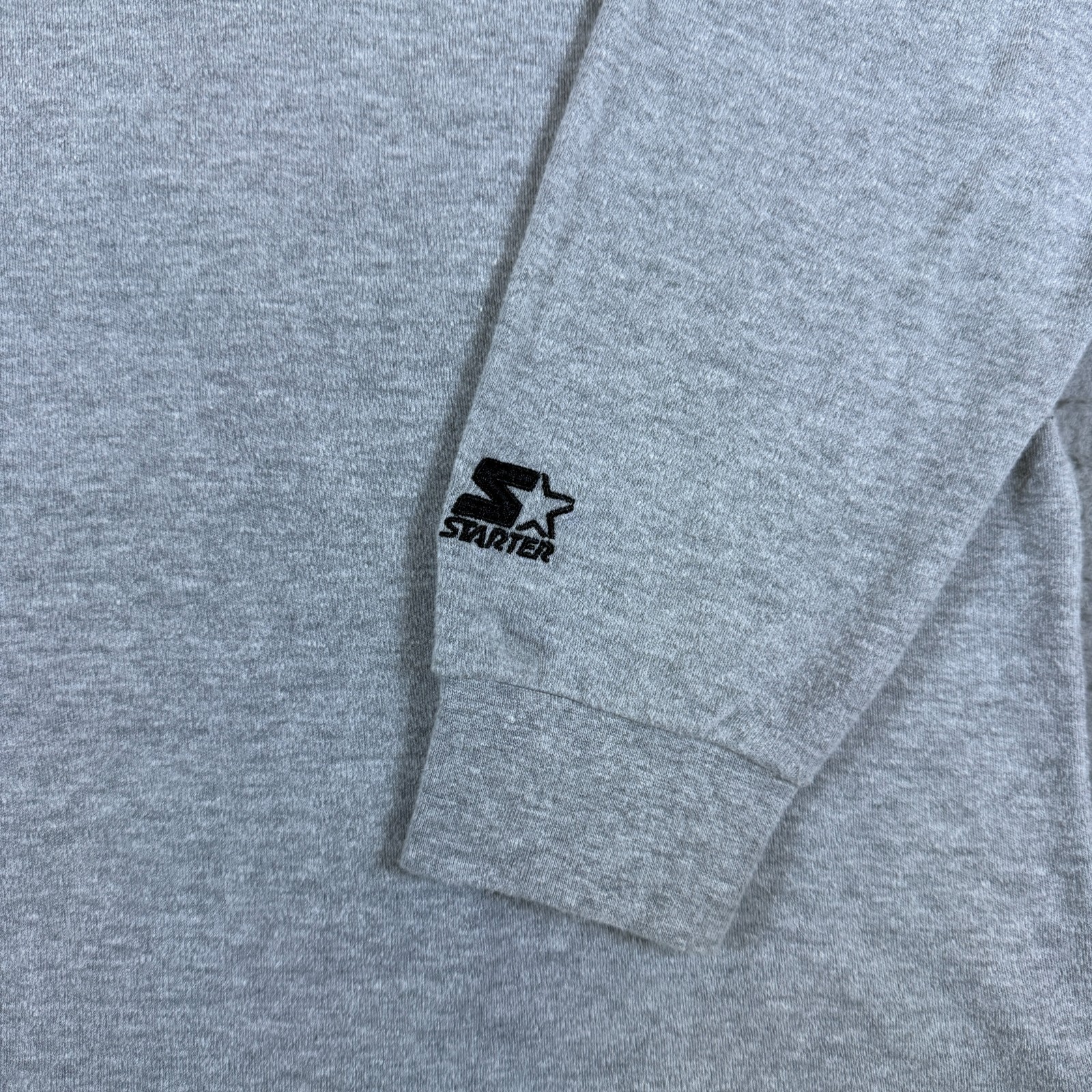 VTG 90s Starter Mens Mock Neck Long Sleeve Shirt Sz L Gray Blank Streetwear Y2K gallery