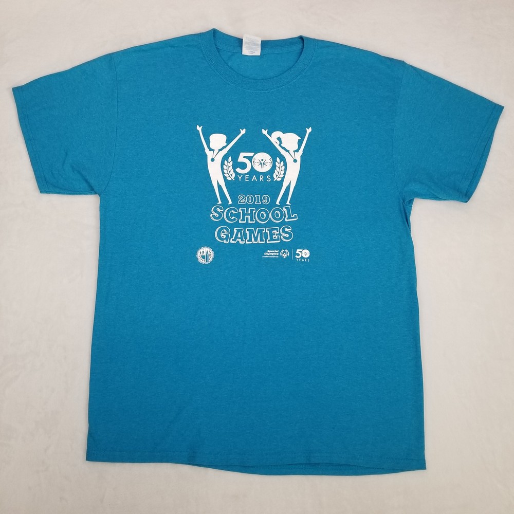 50 Years 2019 School Games Special Olympics Teal Unisex Graphic T-Shirt Large