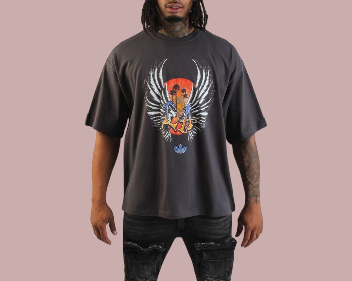 Adidas Originals LA Wings Retro Tee Utility Black Oversized T-Shirt Men's Sz L gallery