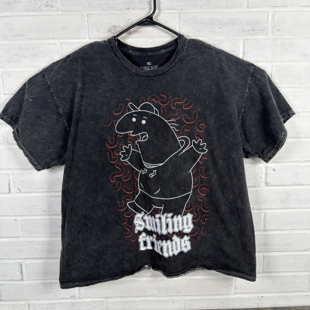 Smiling Friends Charlie Two Sided T Shirt Men Size XL Black Distressed Graphic