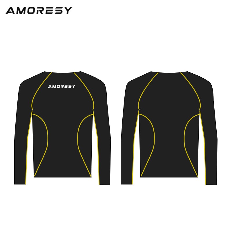 AMORESY Men Glossy Satin Oil Long-Sleeve Fitness T-Shirt Round Neck Running Tops gallery