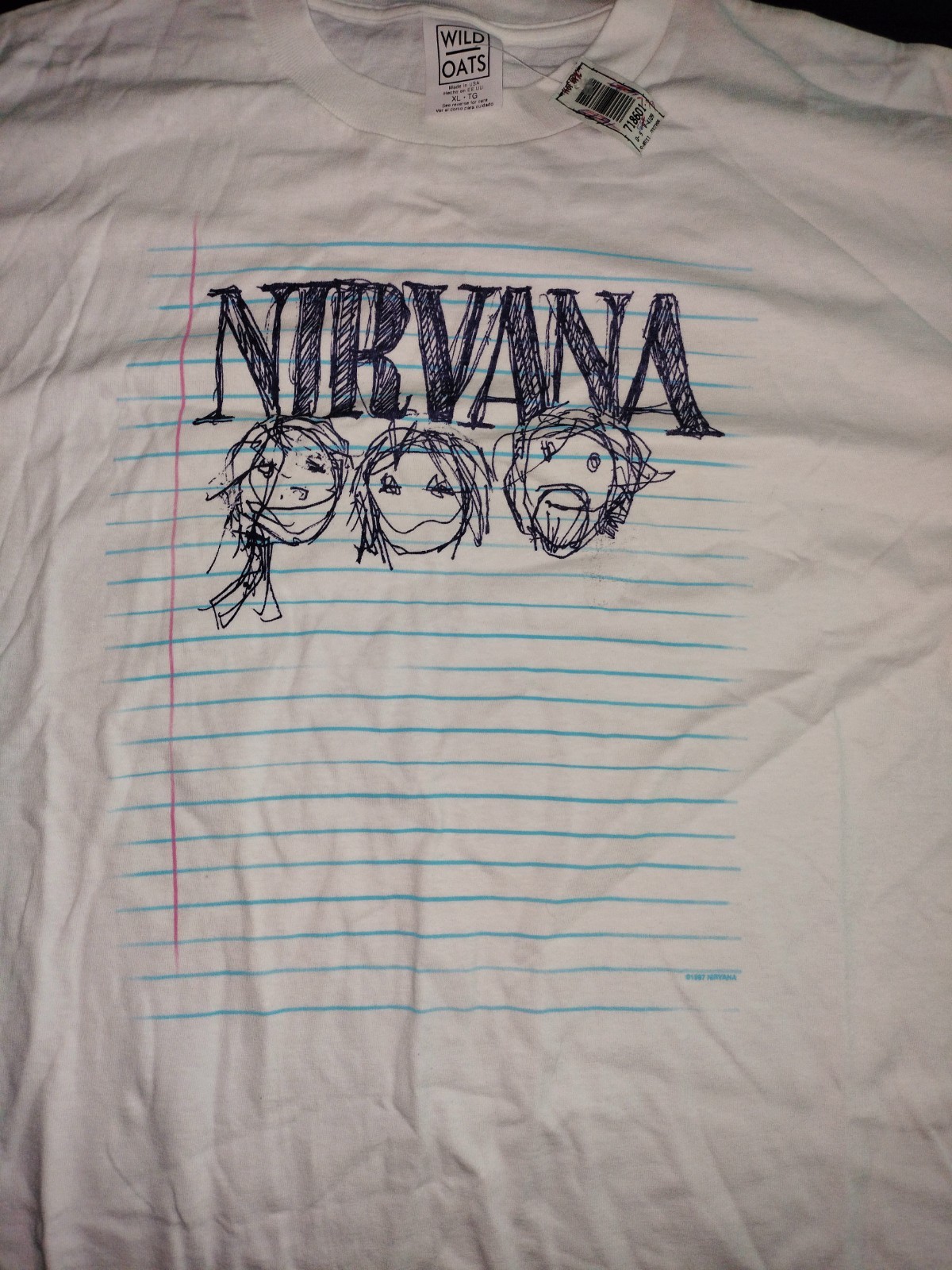 Nirvana Faces Drawing Band T-shirt Kurt Cobain Tee. New With Tag. Has Blemishes.