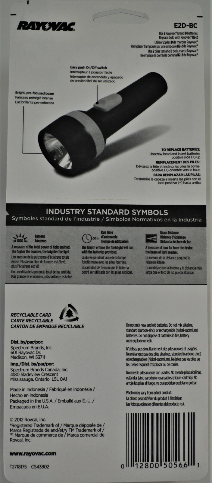 RAYOVAC E2D-BC Flashlight with 2 D Batteries