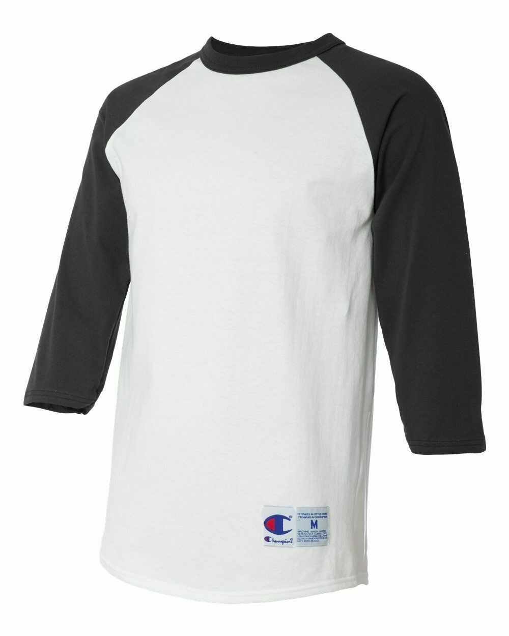 Champion Mens NEW Size S-3XL Tagless Tee ¾ Sleeve Baseball Raglan T-Shirt T137 gallery