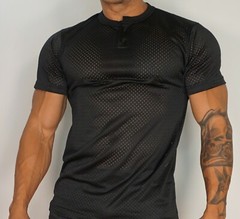 MEN’S BLACK MESH 2 BUTTON SHIRT ADULT L