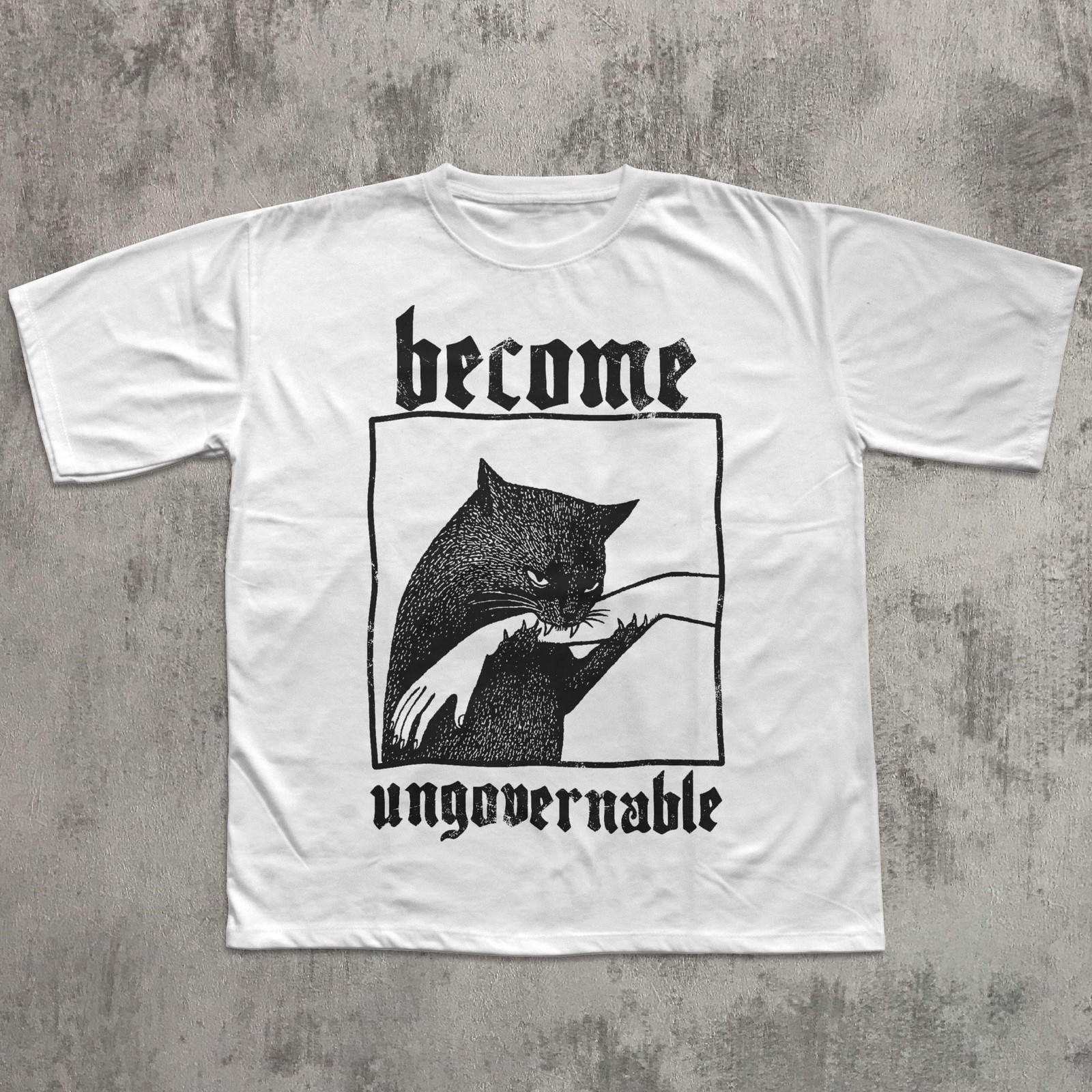 Become Ungovernable Cat Biting Hand Funny Graphic T-Shirt Unisex gallery