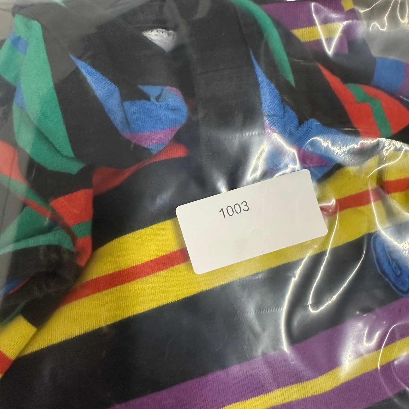 Guess T-Shirt Mens Size M J Balvin Collab Rainbow Horizontal Stripe Black Logo gallery