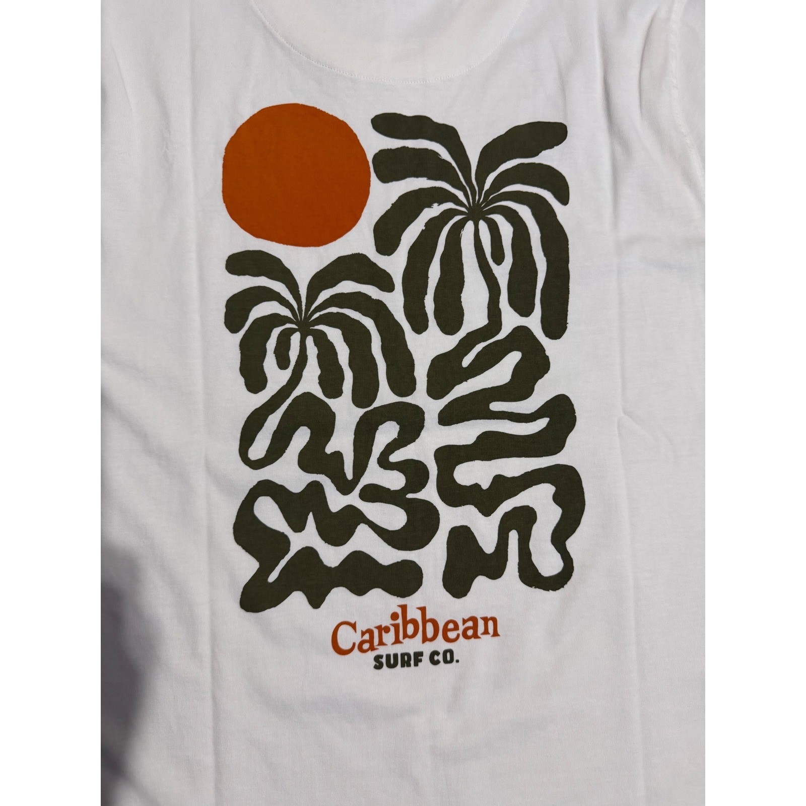 Common People Mens Size L Palms Print Tee Ecru Caribbean Surf Co Graphic Beach gallery