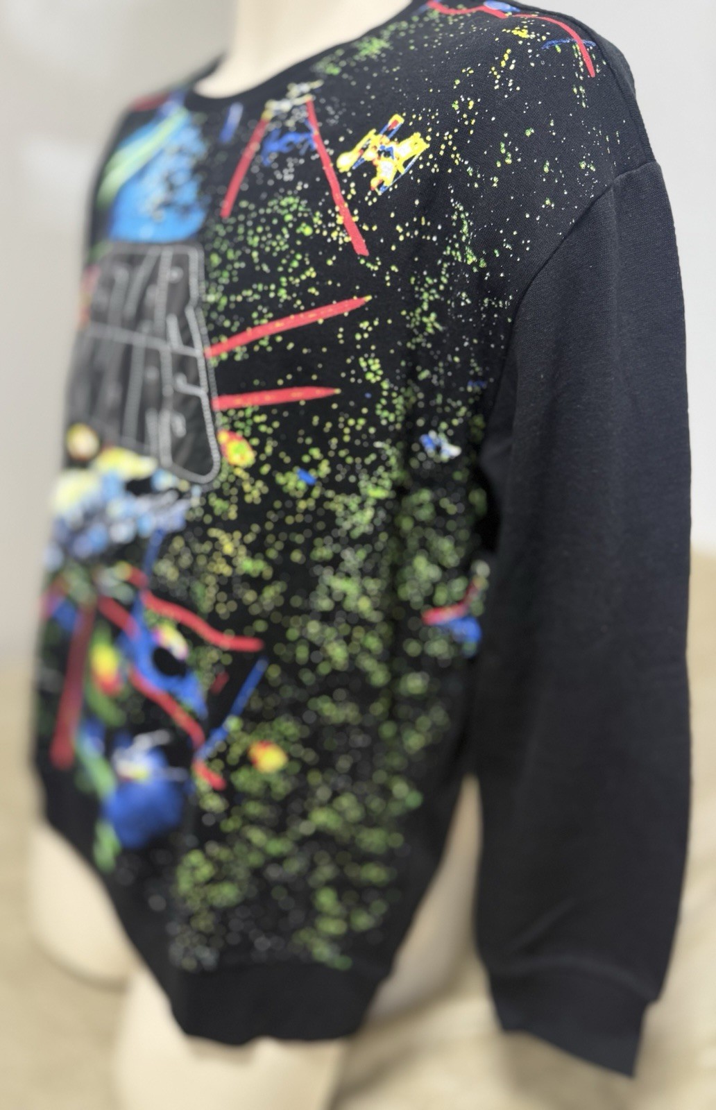 Lucas Film Star Wars Death Star Attack Sweatshirt XXL Paint Splatter Darth Luke gallery