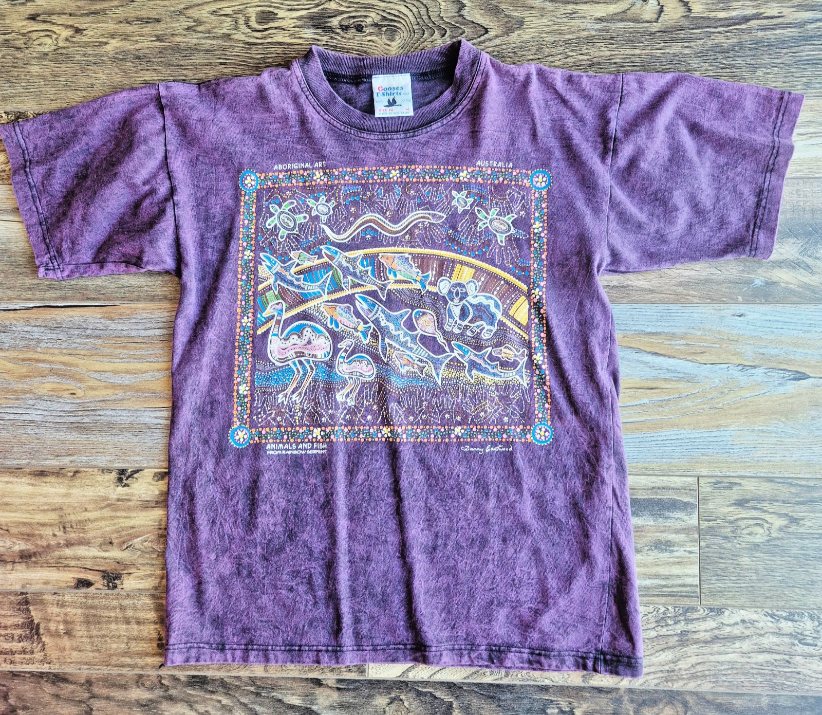 Vintage Gooses Aboriginal Art Animal Australia T-Shirt Cotton Acid-Purple Sz.M gallery