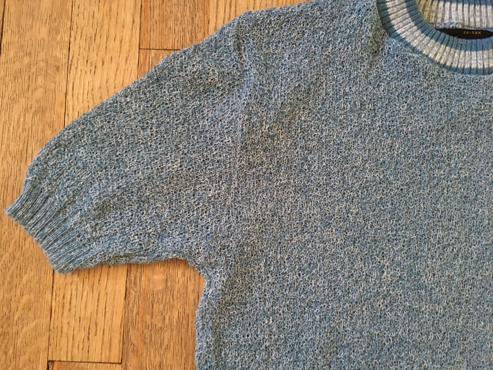 VTG 60s Ban Lon Textured Mod Shirt by Sears, Heathered Blue, Small, Atomic Age gallery