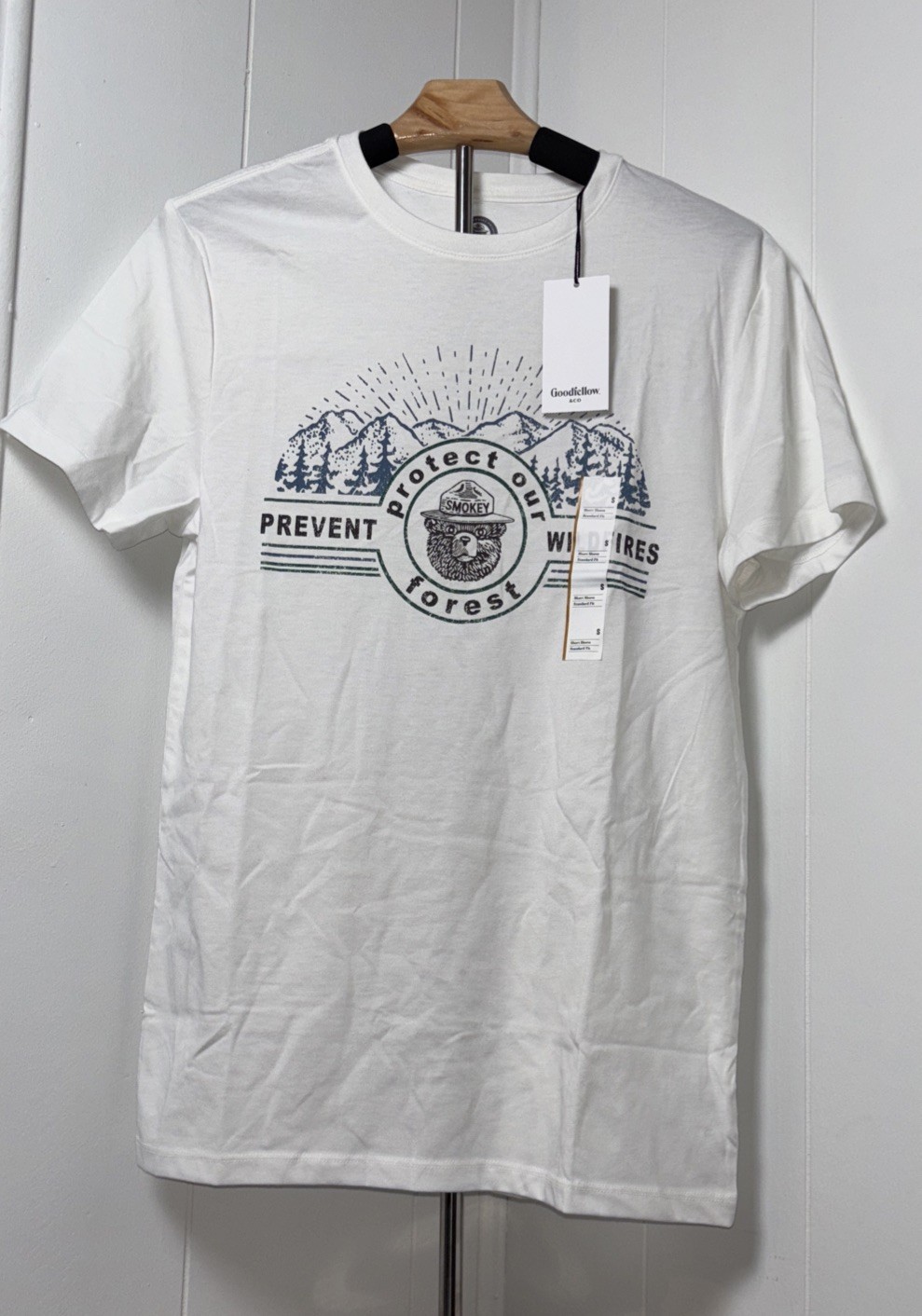 New Goodfellow Men’s Short Sleeves Prevent Forest Fires Smokey the bear Size S