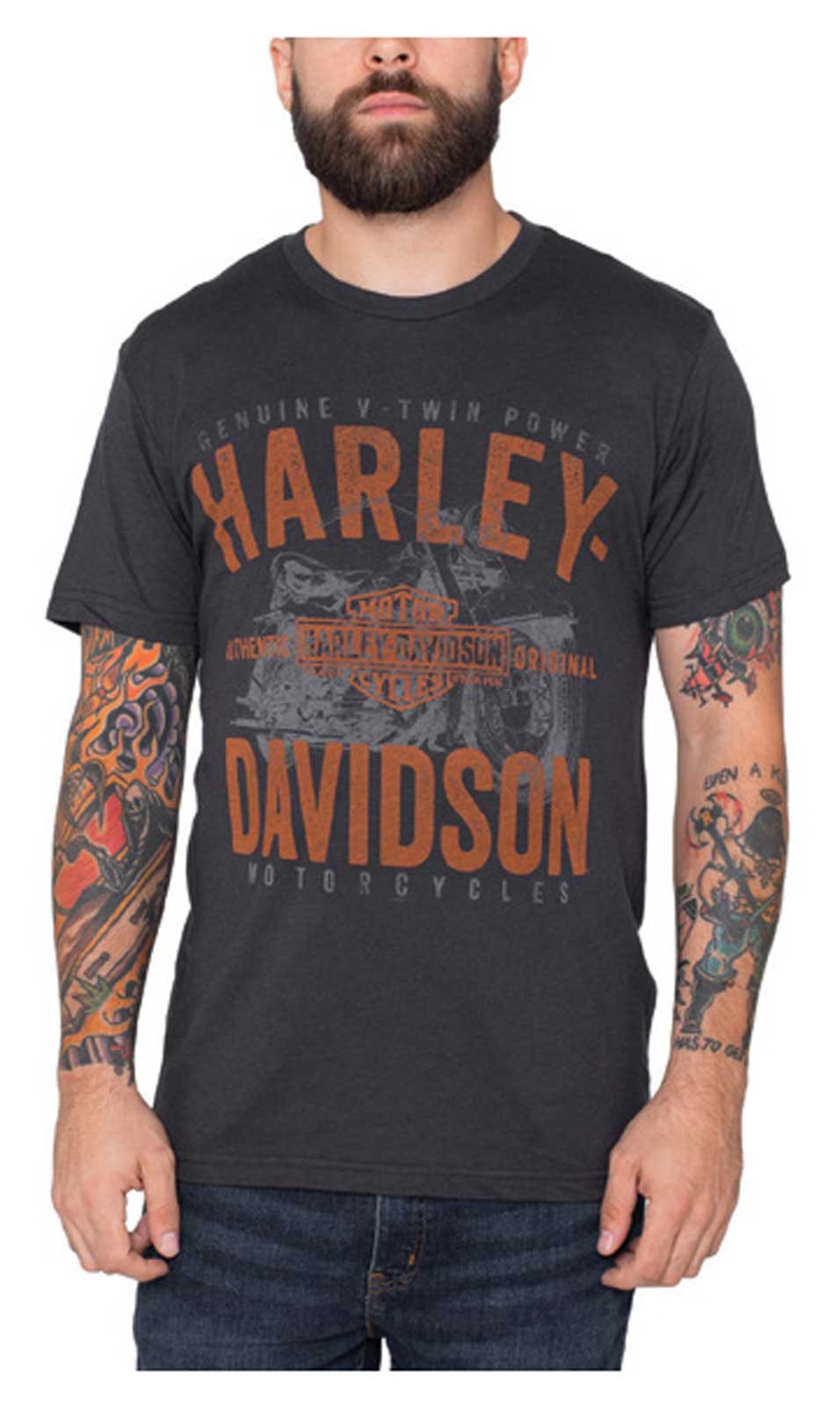 Harley-Davidson Men's Backdrop Distressed Short Sleeve T-Shirt, Graphite Black gallery