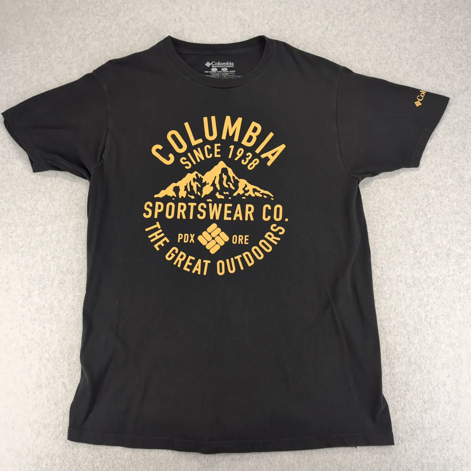 Columbia Shirt Mens Large Black Sportswear Outdoor Camp Classic Logo Spell Out