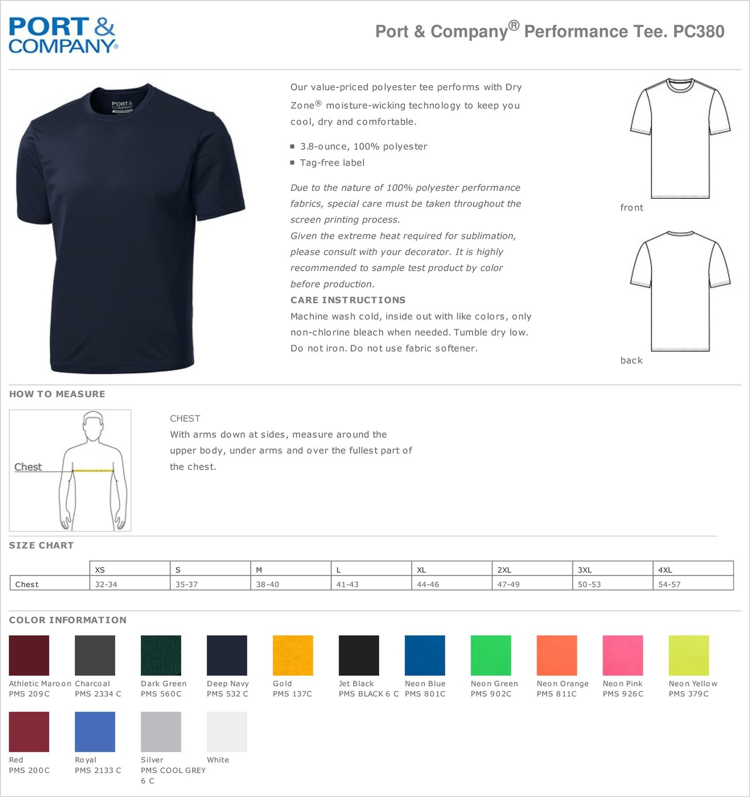 Port & Company Mens Dri-Fit Workout Sports Moisture Wicking Gym T-Shirt M-PC380 gallery