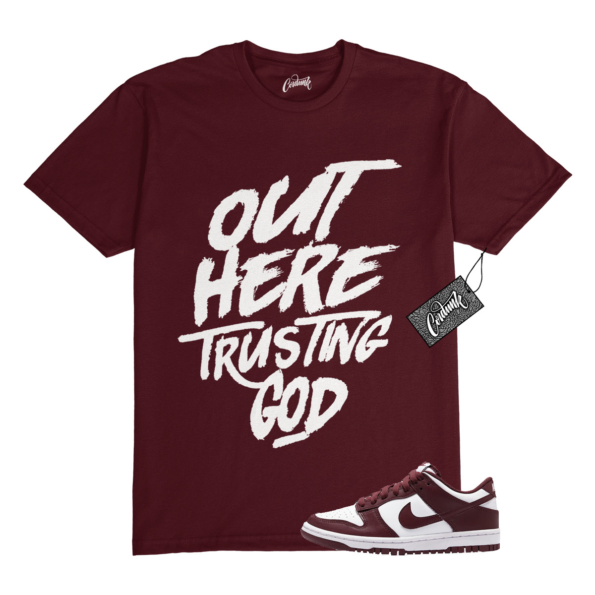 Dunk Team Red White Low Maroon Burgundy T Shirt Match TG gallery