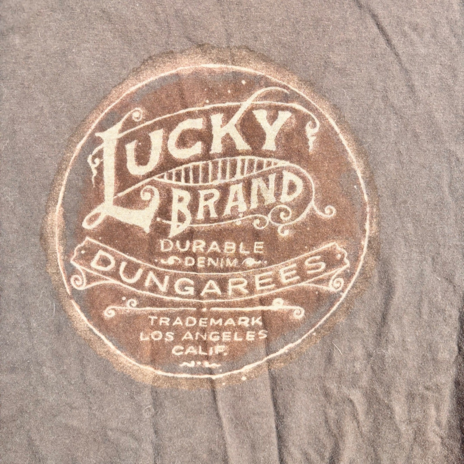 Lucky Brand Mens Classic Fit Graphic T-Shirt Brown Cotton Made in USA Large 0607 gallery