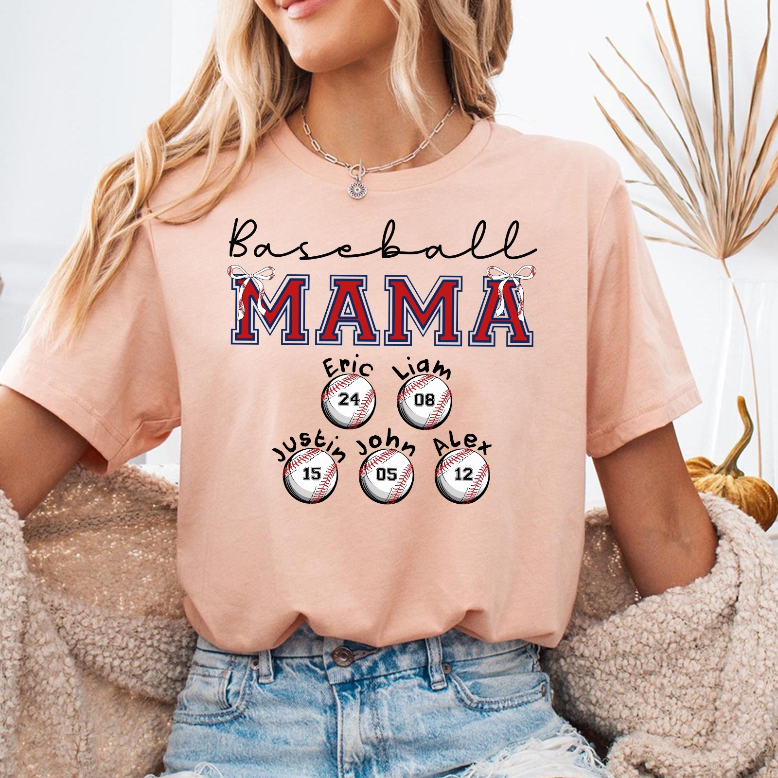Personalized Baseball Mama Shirt Custom Player Name Number Sport Mother Gift Tee gallery