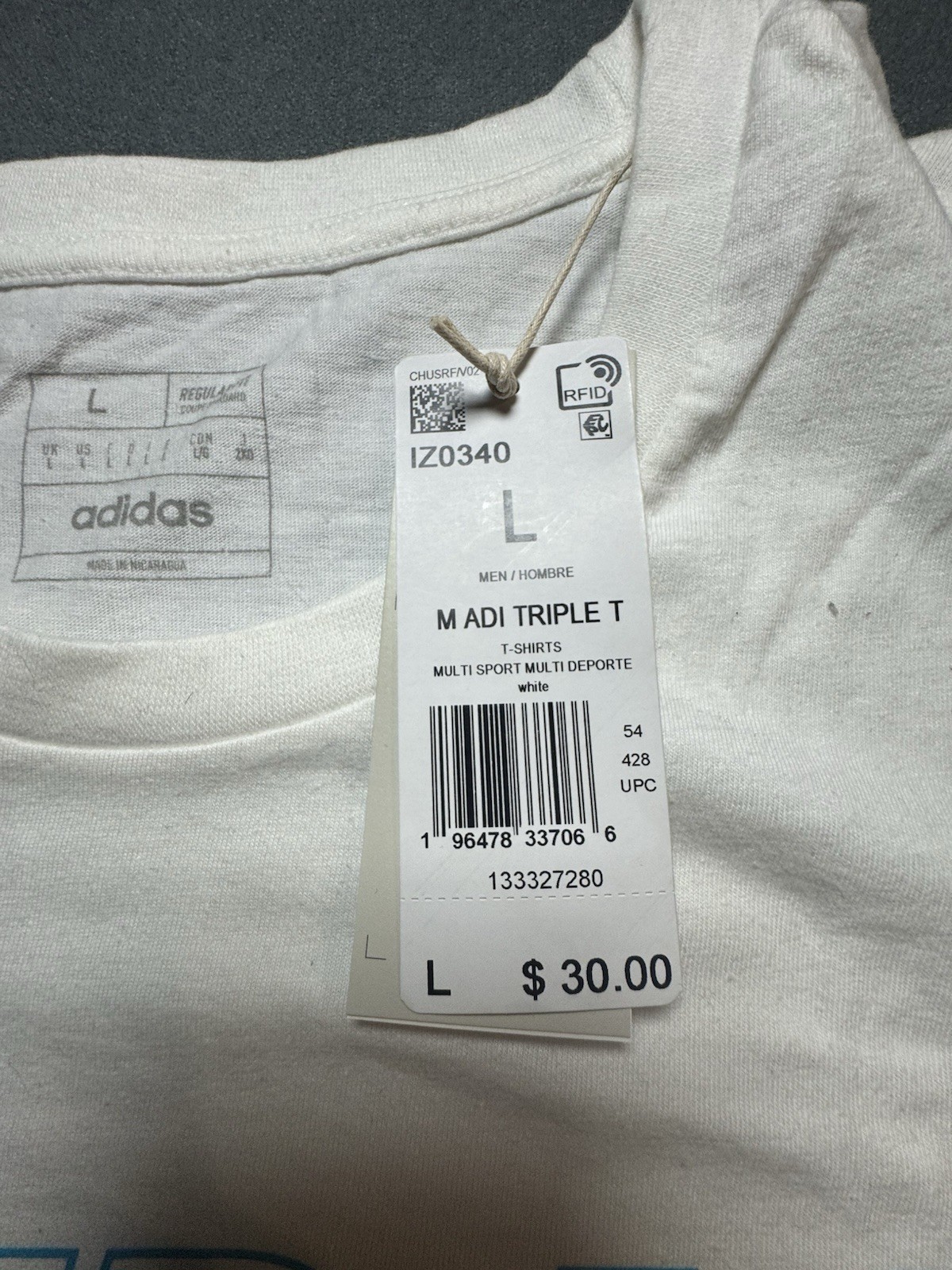 Adidas Men’s White Multi Color Logo Graphic T-Shirt Size L Brand New gallery