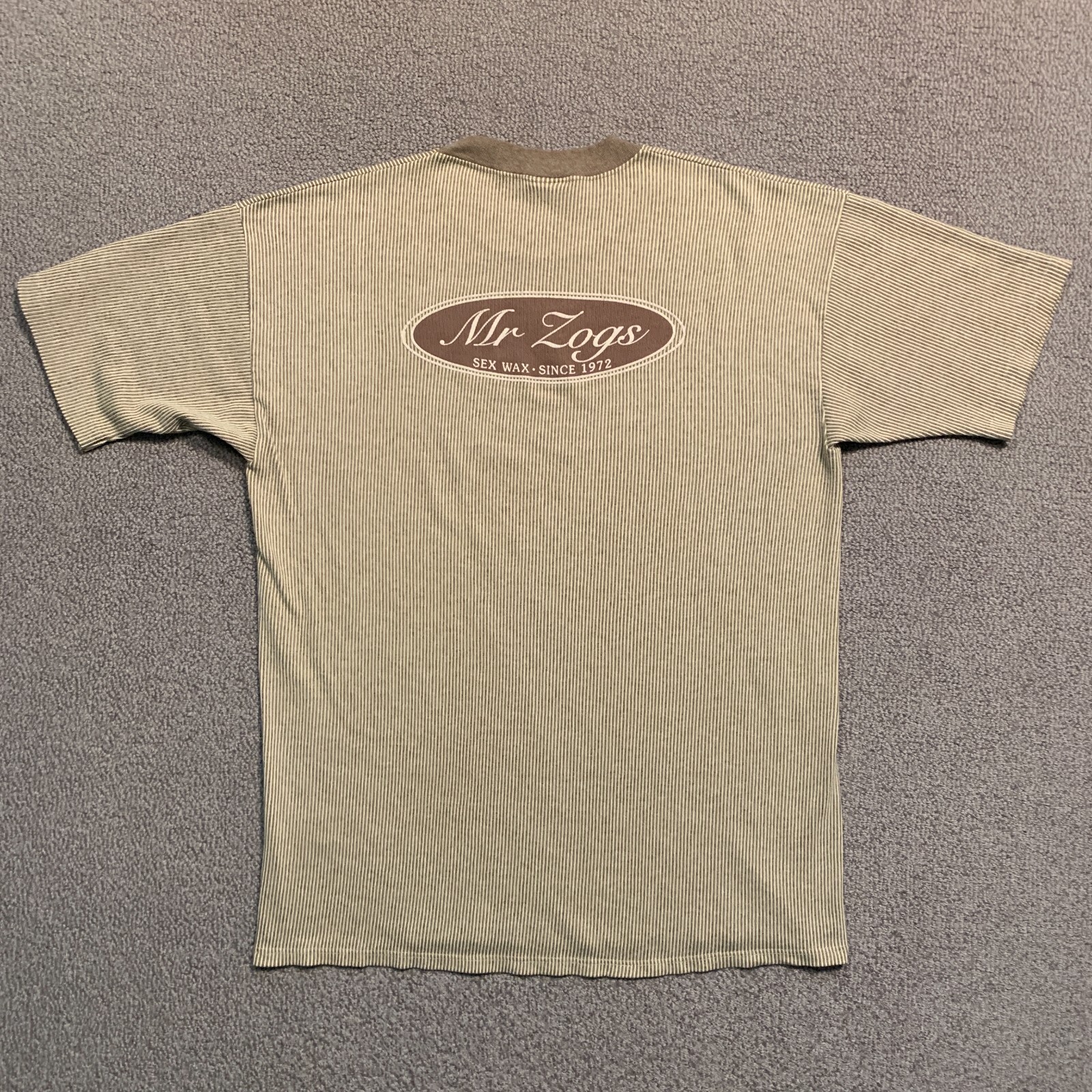 Vintage Mr Zoggs T Shirt Extra Large Brown Stripe Surfer S*x Wax USA Knit Tee gallery