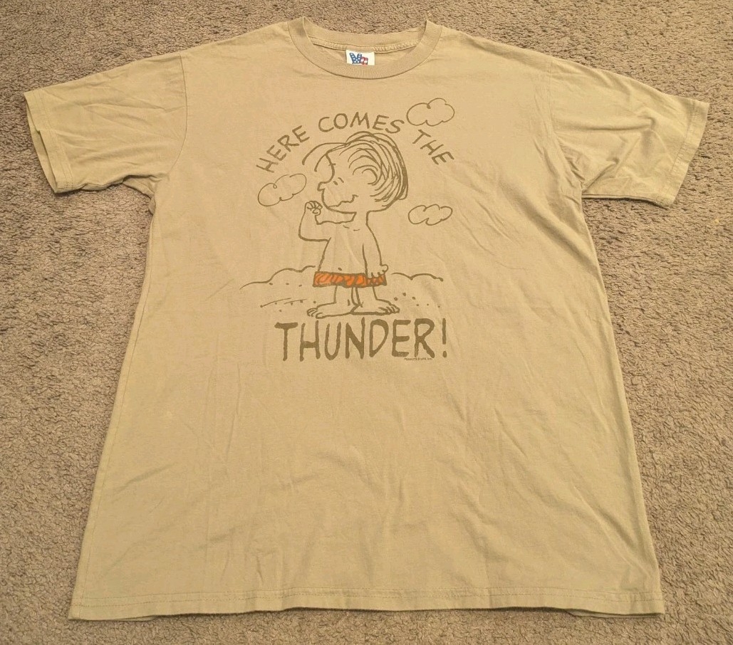 Junk Food Peanuts Linus Here Comes The Thunder Brown T-Shirt Men's Small gallery