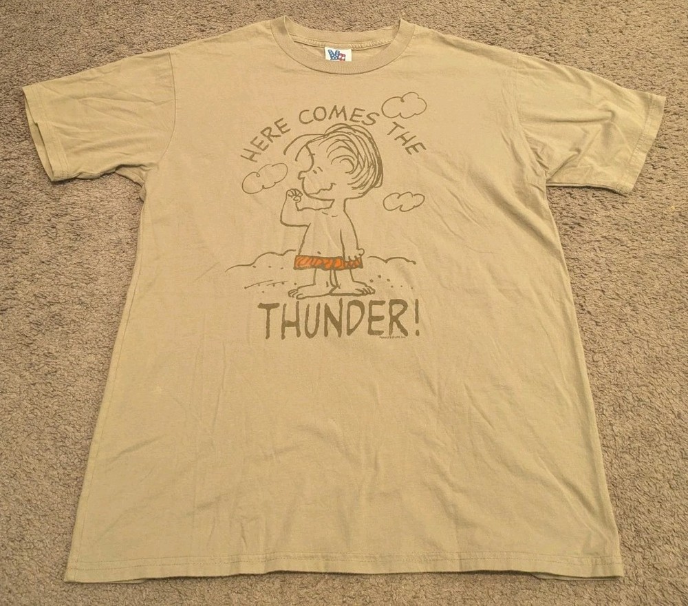 Junk Food Peanuts Linus Here Comes The Thunder Brown T-Shirt Men’s Small