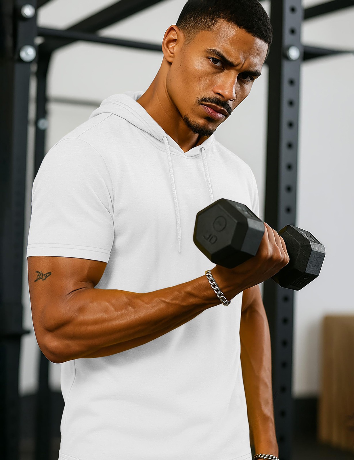 Men's Short Sleeve Hoodies Cotton Summer Sweatshirt Breathable Workout Shirts US gallery