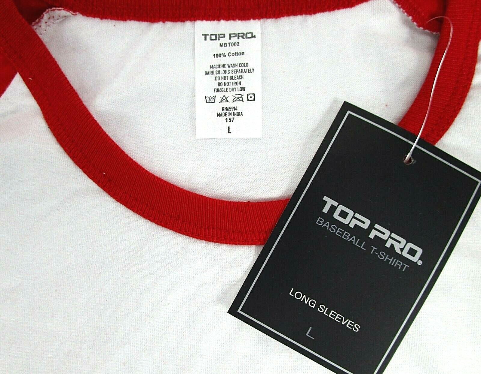 Top Pro Baseball T-Shirt Mens Sz L Raglan Long Sleeve Casual Activewear Apparel gallery