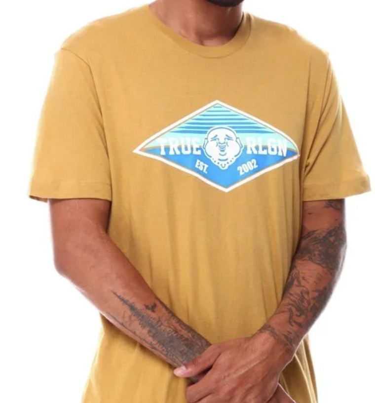 True Religion Buddha Face Logo Tee Shirt Antique Gold ( L ) gallery