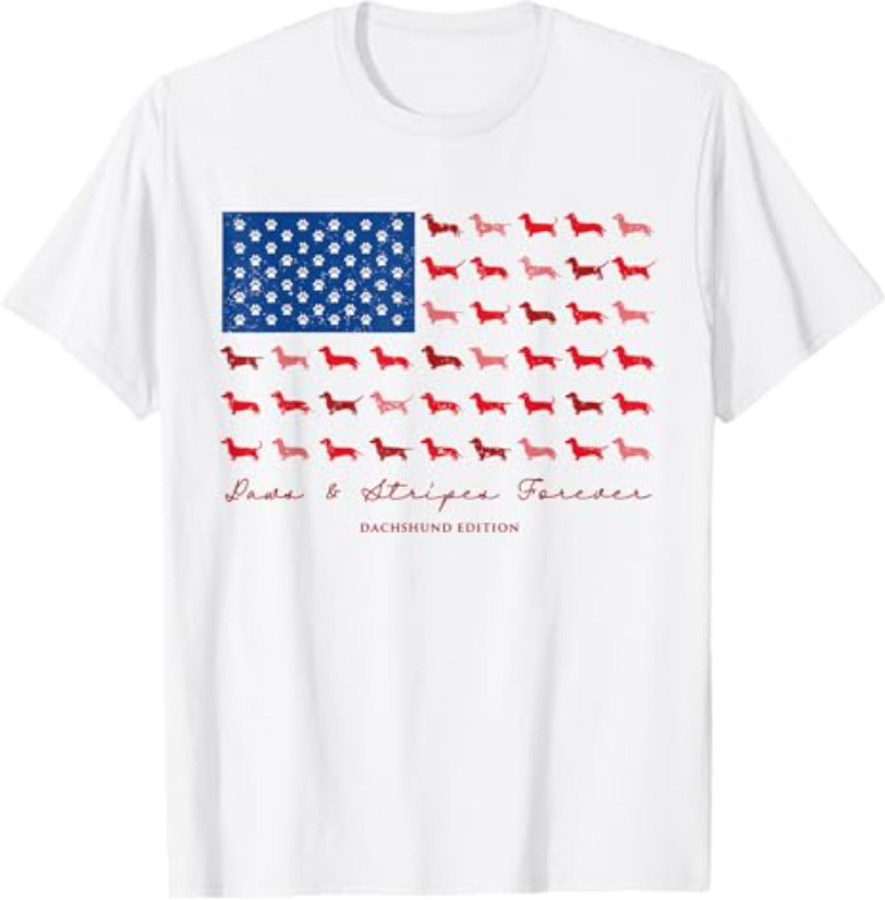 Paws and Stripes Forever Dachshund American Flag 4th of July T-Shirt gallery