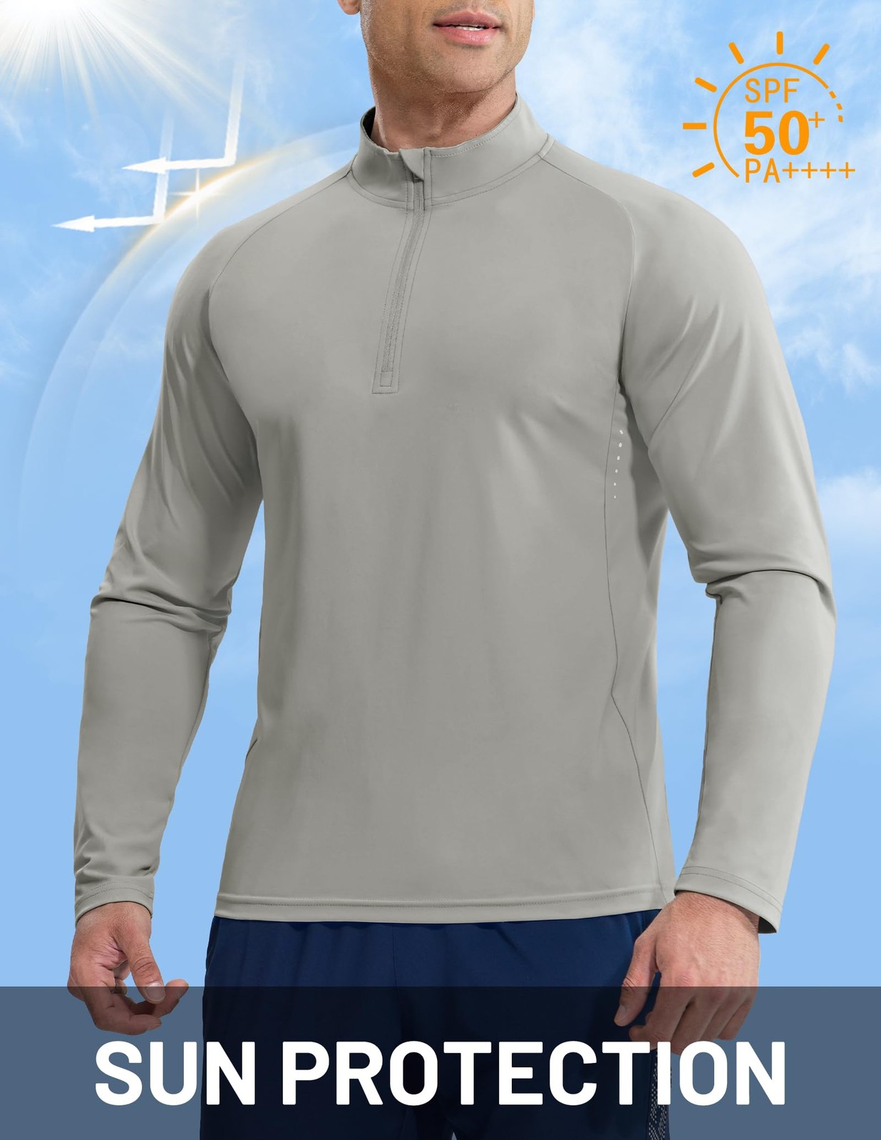 Mens 1/4 Zip Pullover Lightweight Quarter Zip Running Shirts Golf Athletic Hi... gallery