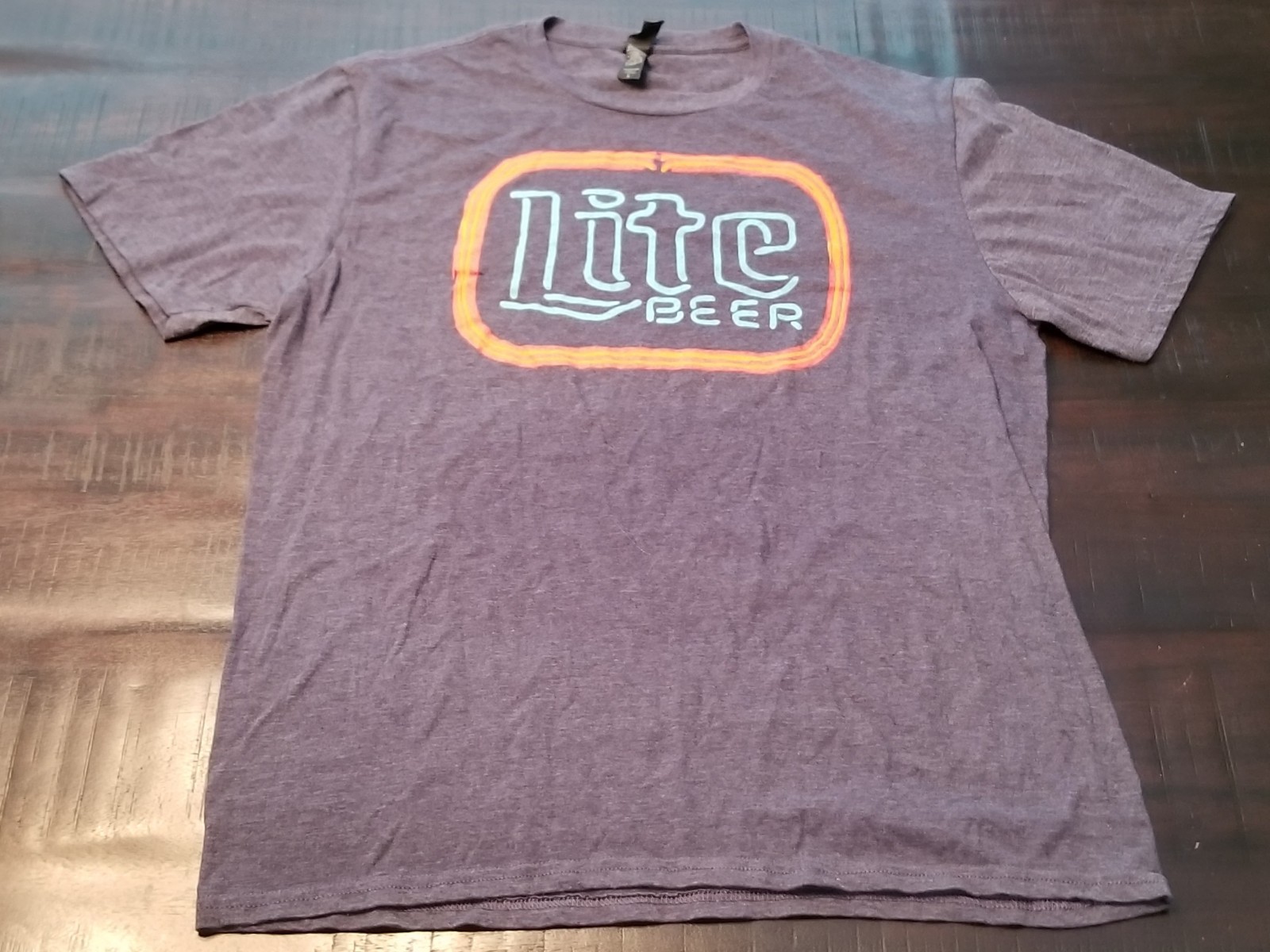 Blue-Gray Miller Lite Neon Sign Size L T-Shirt, District, 50% Cotton 50% Poly gallery