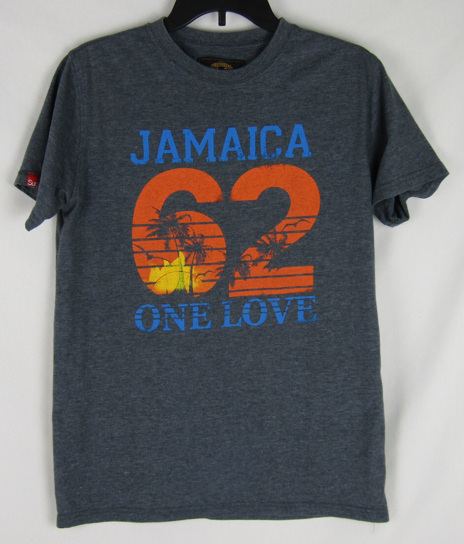 Original Surf Classic Jamaica One Love T Shirt-Men’s M-Dark Gray-Organic Cotton
