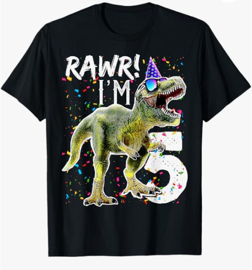 Rawr Im 5 T Shirt 5th Birthday Party T Rex Dinosaur Gift Boys Toddler Crew Tee gallery
