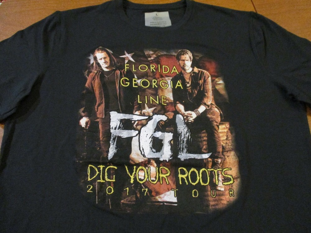 FLORIDA GEORGIA LINE DIG YOUR ROOTS 2017 TOUR T-SHIRT-LG RARE FGL COUNTRY MUSIC