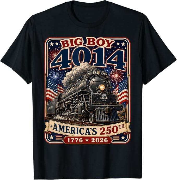 Big Boy 4014 Train 4th of July Retro US Flag Vintage Apparel T-Shirt gallery