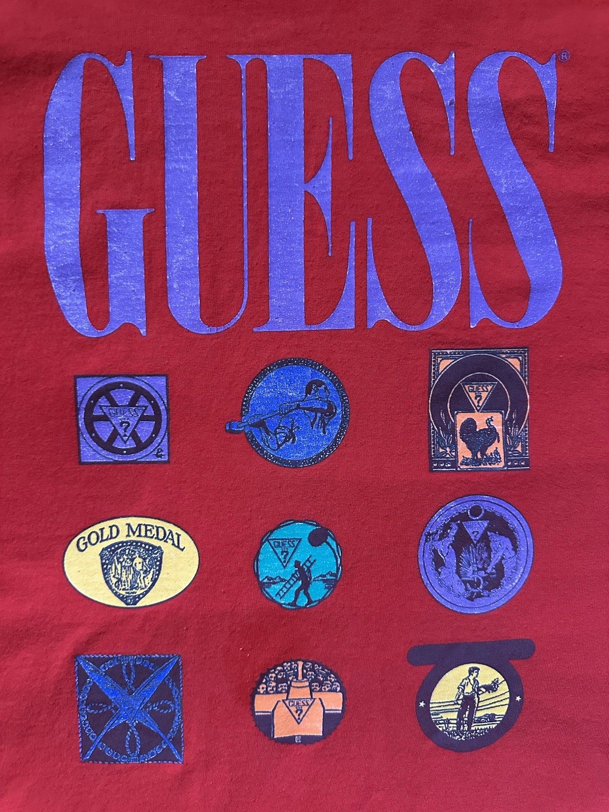 Vintage 1989 Guess Georges Marciano T-Shirt One Size Red Single Stitch USA gallery