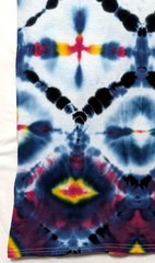 Handmade Tie Dye Blue Yellow Red Black Diamond Pattern Small Shirt 17″ W X 27″ L