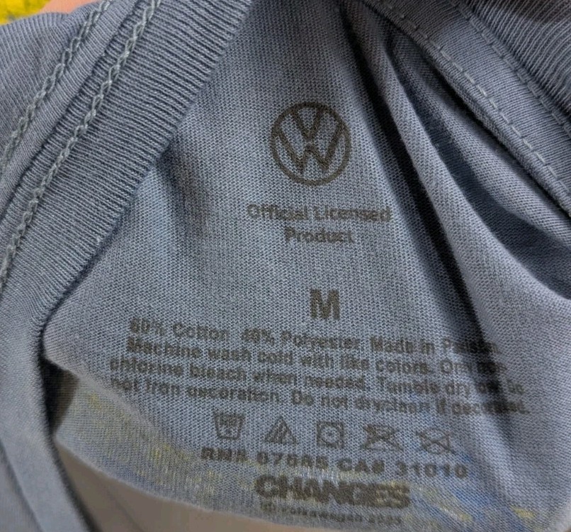 Volkswagen Bus Surfer T Shirt Mens Small Blue California Hippie Beach Bum VW gallery