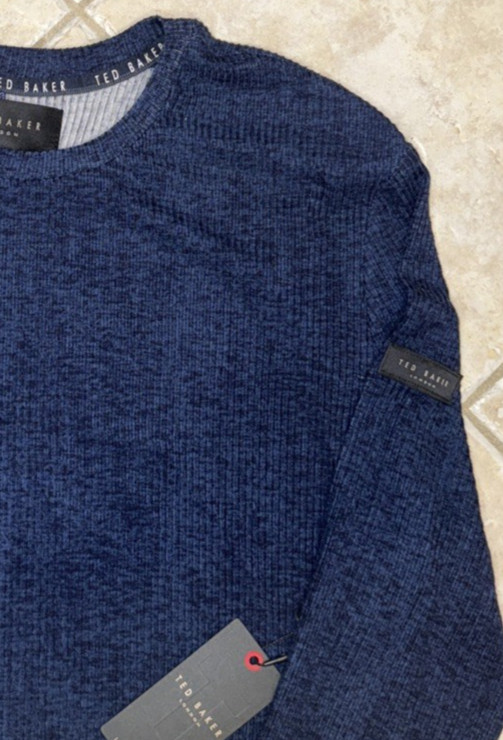 Ted Baker London L/S Rib Crew Loungewear Tee Shirt Mens M Navy Heather NWT gallery